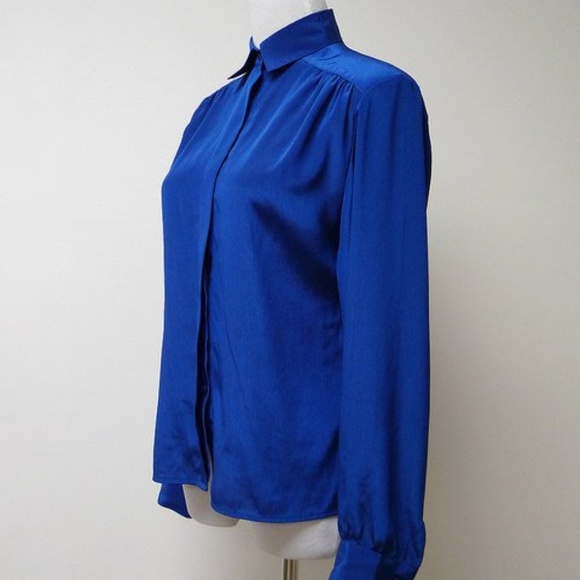 VTG 70s Lady Arrow  blue soft poly shirt - Picture 2 of 3